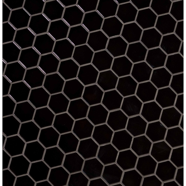 Msi Black Hexagon 11.63 In. X 12.75 In. X 6Mm Glossy Porcelain